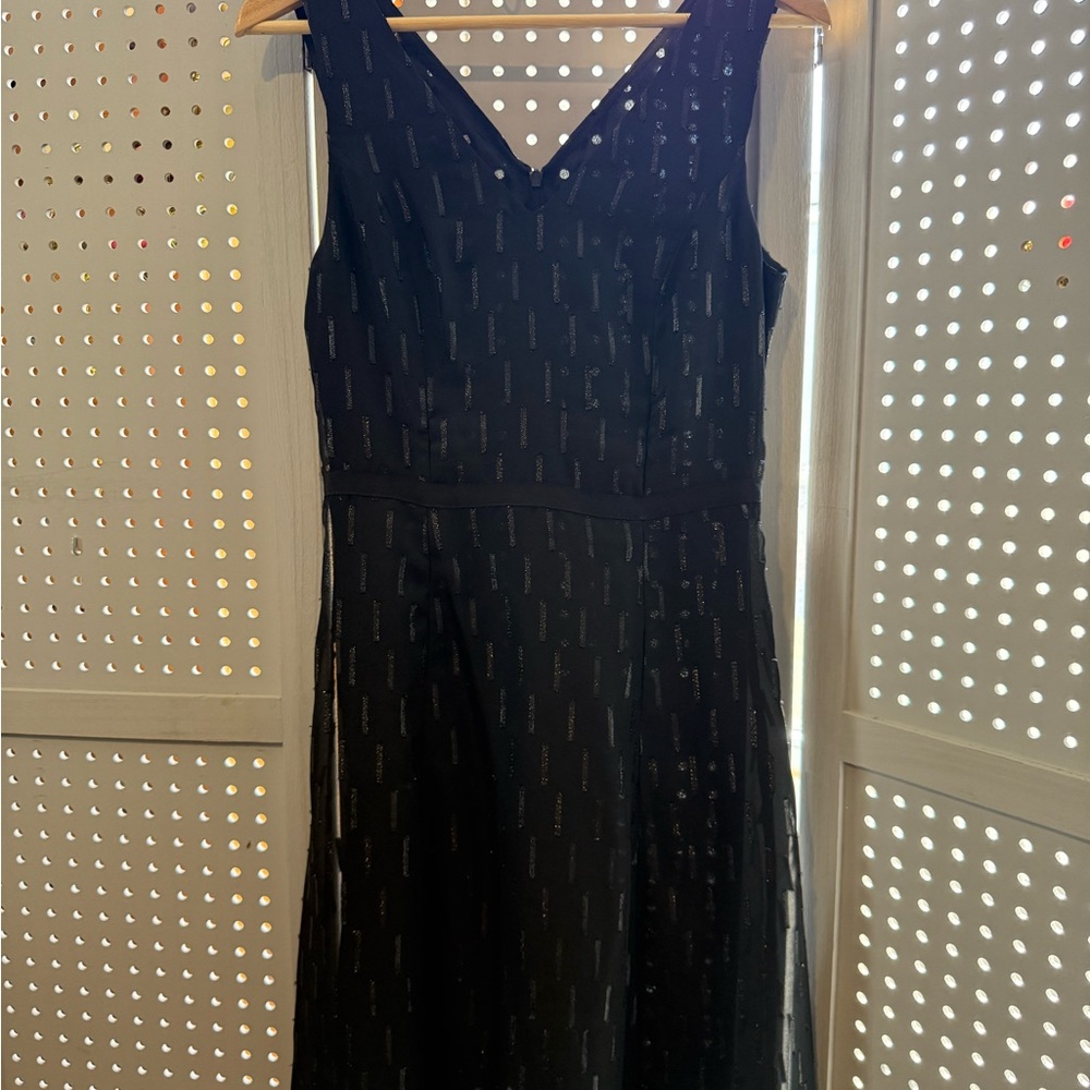 Banana Republic Black Textured Midi Dress